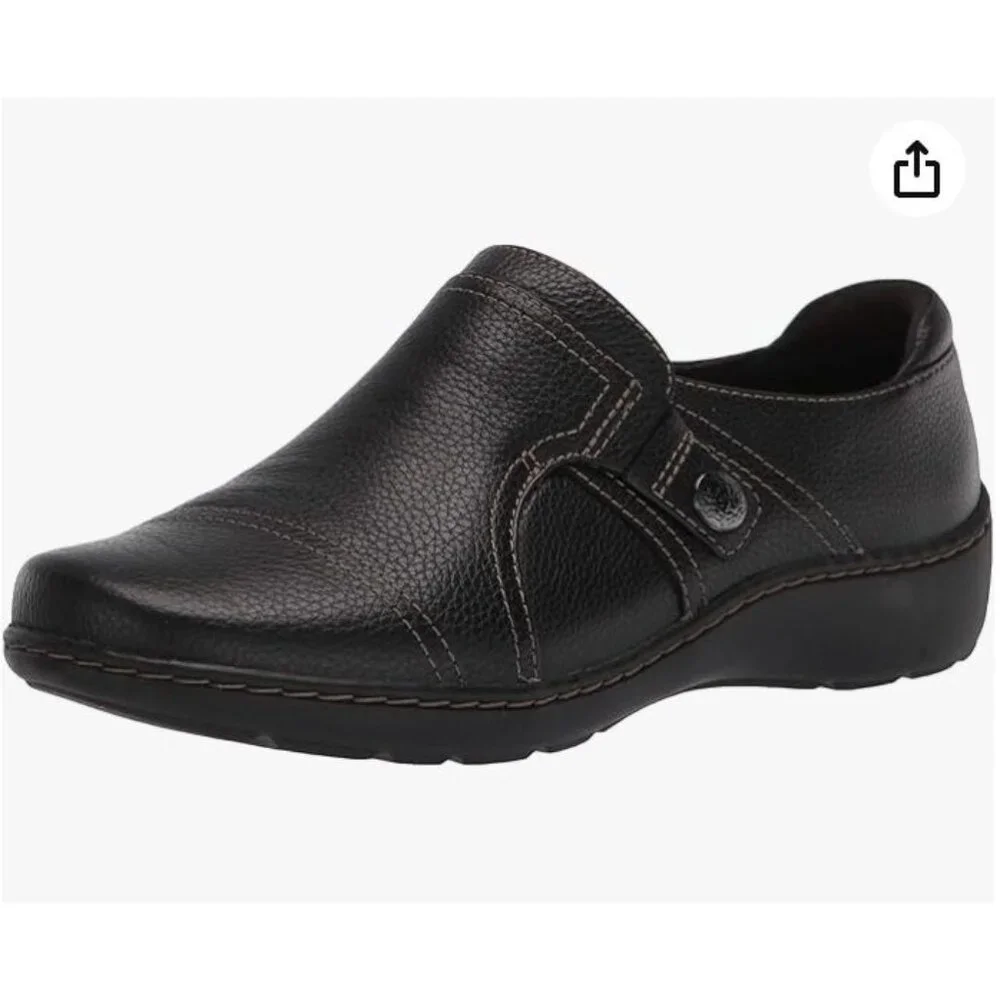 Clarks Cora Poppy Loafers Slip On Black Leather Size US 10 EU 41.5 $90 [jb] - Picture 7 of 16